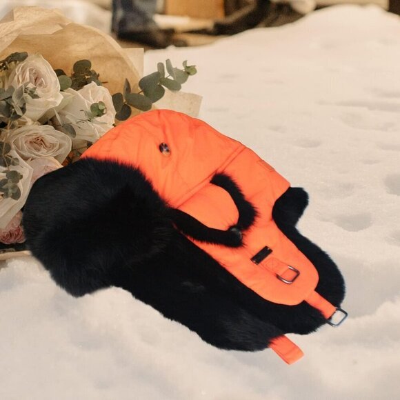 ⭐Unisex Black PU Black Leather Trapper Hat with Faux Fur Lining Warm Aviator Hat - Picture 6 of 7